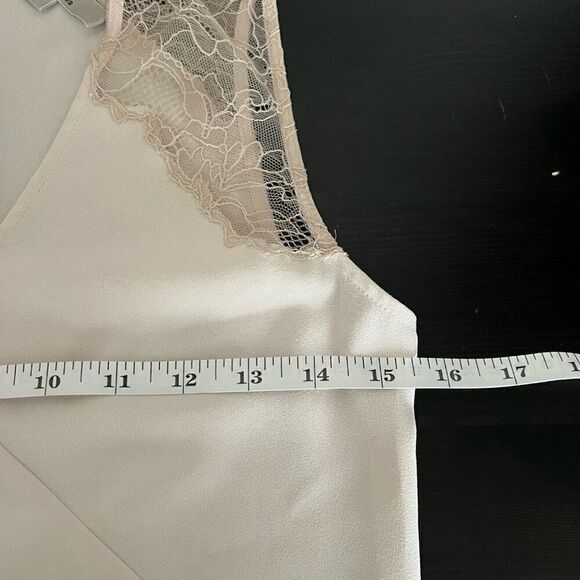 AllSaints Womens Dress US 0 Beige Pink Mesh Lace Sleeveless V-Neck Zip Closure - Picture 8 of 9